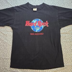 Vintage Hard Rock Cafe Shirt Mens Large Black San Antonio Single stitch 90s USA